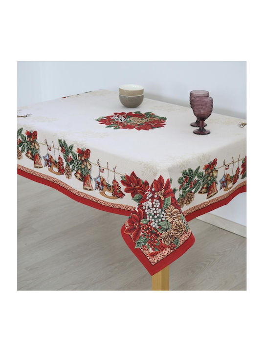 Dimeco Christmas Tablecloth Fabric Red L140xW140cm 1pcs