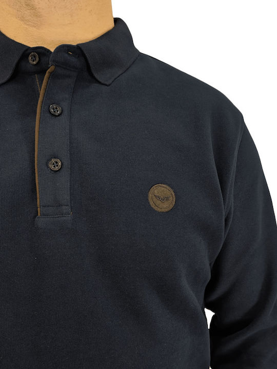 Side Effect Men's Long Sleeve Blouse Polo Navy Blue