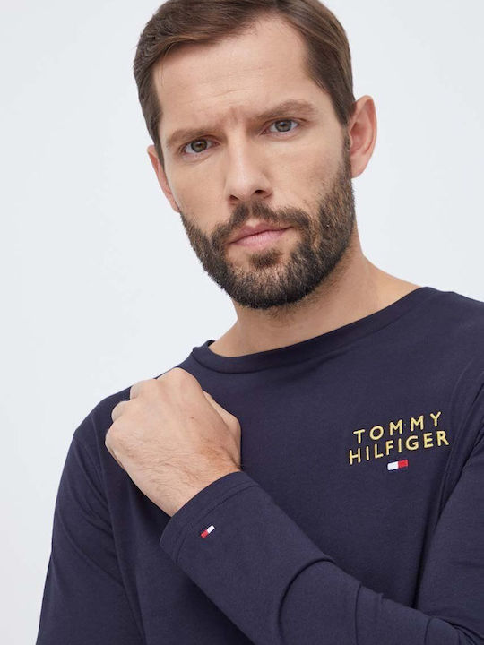 Tommy Hilfiger Χειμερινή Ανδρική Μπλούζα Πιτζάμας Βαμβακερή Navy Μπλε