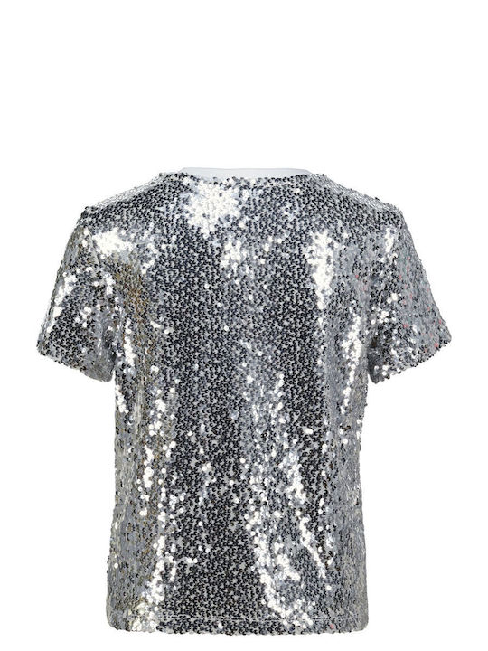 DKNY pentru Femei de Vară Bluză Mâneci scurte Argint