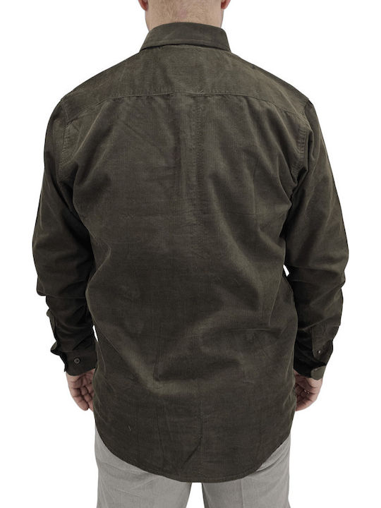Long-sleeved Corduroy Shirt Khaki