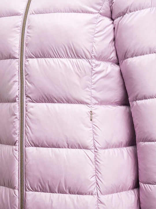 Lang Damen Puffer Jacke für Winter Lila