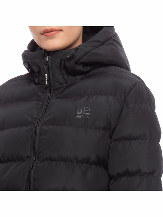 Kurz Damen Puffer Jacke für Winter Schwarz