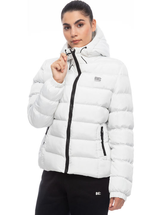 Kurz Damen Puffer Jacke für Winter Pastel White