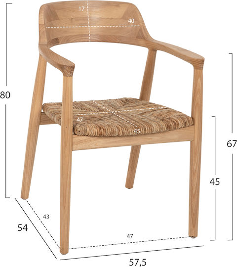 Πολυθρόνα Τραπεζαρίας Kingsley 57.5x54x80εκ. Φυσικό Χρώμα Πολυθρόνα Τραπεζαρίας Kingsley 57.5x54x80εκ. Φυσικό Χρώμα