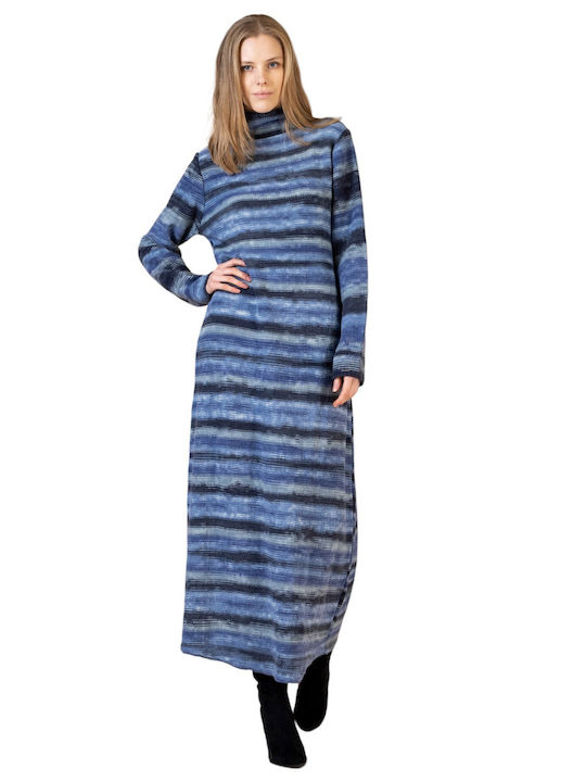 Rochie Maxi Tricotată Albastră