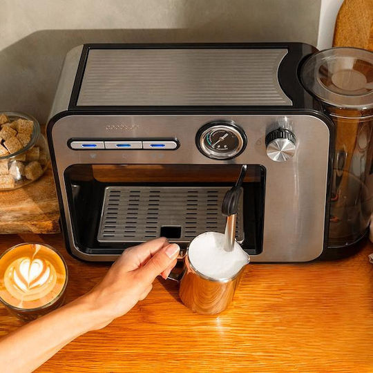 Cecotec Power Espresso 20 Square Pro Μηχανή Espresso 1450W Πίεσης 20bar Ασημί