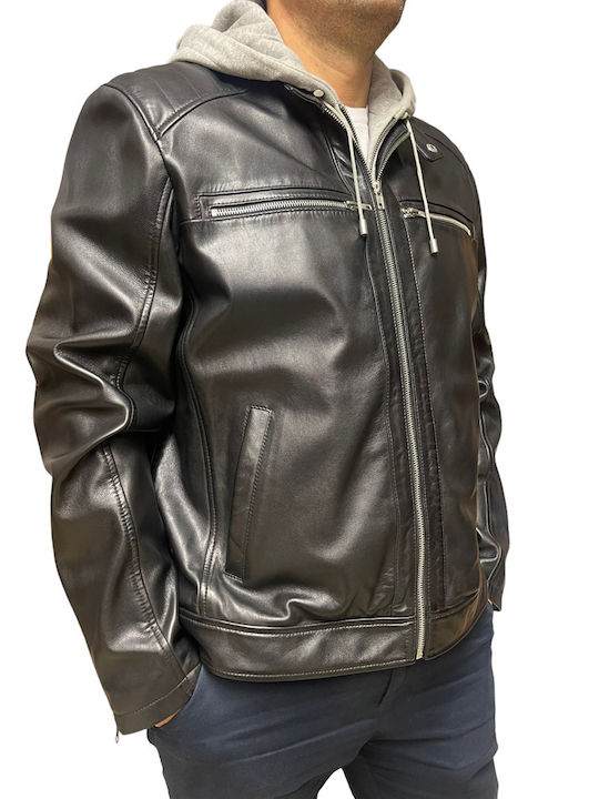 MARKOS LEATHER Men's Winter Leather Biker Jacket Black