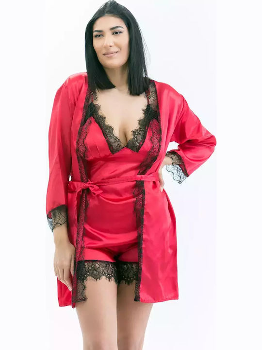Lafagot Winter Women's Robe with Pyjama Red