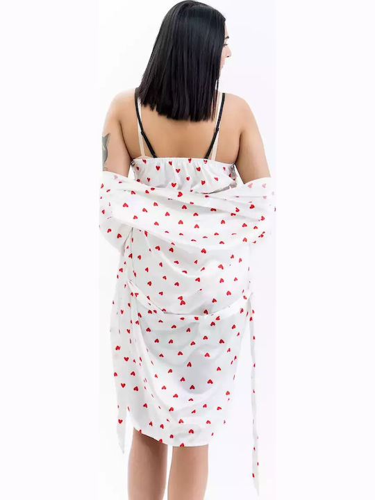 Lafagot Winter Damen Robe mit Pyjama Weiß