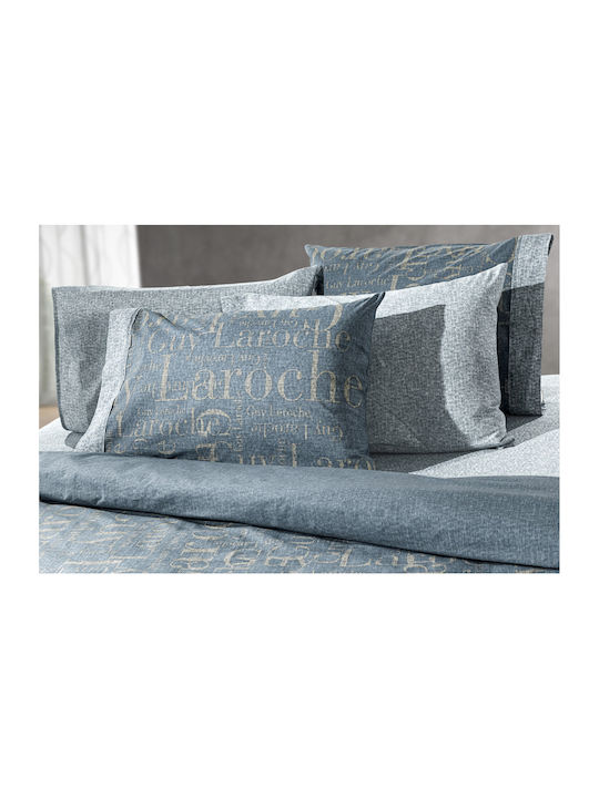 Guy Laroche Set Cearșafuri Extra-Dublu cu Elastic 170x200+32cm. Paris Indigo 4buc