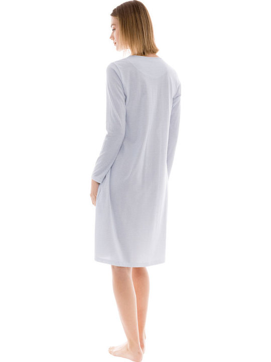 Pink Label Winter Damen Nachthemd Classic Blue