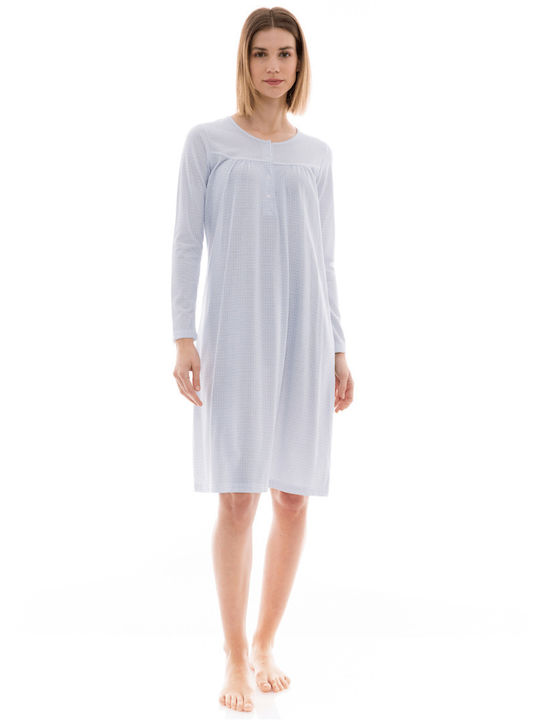 Pink Label Winter Damen Nachthemd Classic Blue
