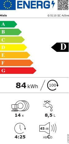 Miele Ελεύθερο Πλυντήριο Πιάτων για 14 Σερβίτσια EcoPower Π60xY84.5εκ. Inox