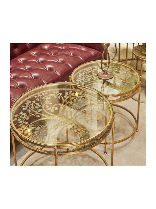 Round Glass Side Table Gold L60xW60cm