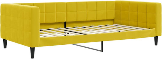 Sofa Bett Einzelbett Mit Stoff bezogen Yellow mit Latten & Matratze 100x200cm