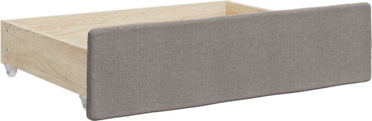 Canapea Pat Single din Lemn Masiv Bej-gri cu Lamele & Saltea 80x200cm