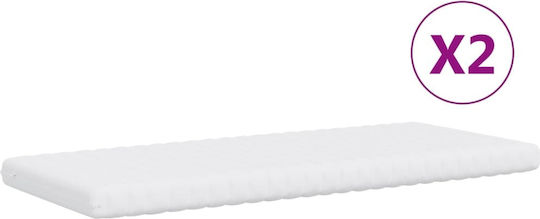 Canapea Pat Single din Lemn Masiv Bej-gri cu Lamele & Saltea 80x200cm