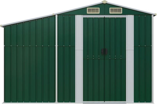 Metallic Garden Shed Galvanized Green with Air Vents L2.77xW0.93xH1.79m