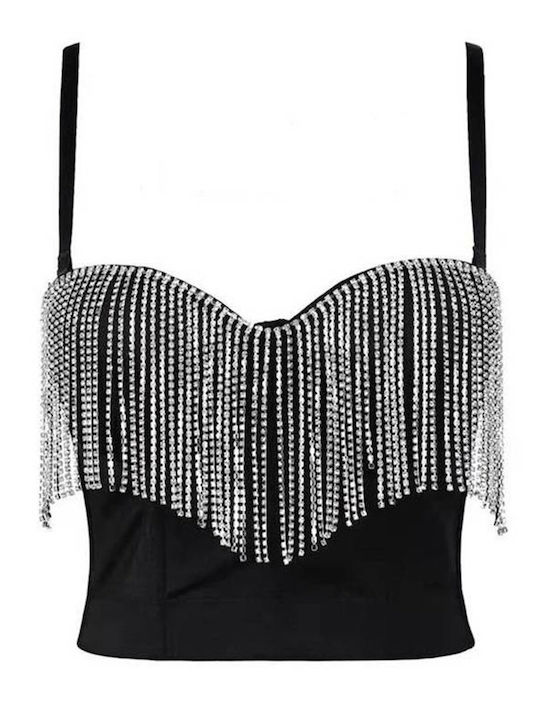 Pretty Lingerie Women's Summer Blouse with Straps Polka Dot Black