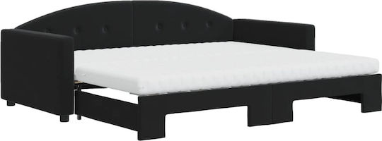Sofa Bett Einzelbett Mit Stoff bezogen Black mit Latten & Matratze 90x200cm