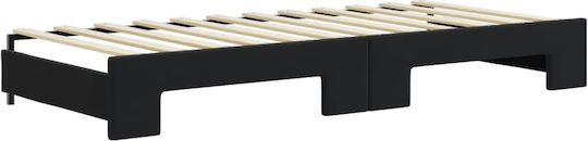 Sofa Bett Einzelbett Mit Stoff bezogen Black mit Latten & Matratze 90x200cm