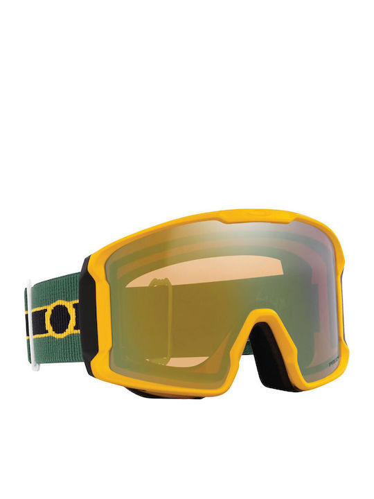 Oakley Line Miner Μάσκα Σκι & Snowboard Ενηλίκων Πράσινη με Φακό Φιμέ σε Κίτρινο Χρώμα