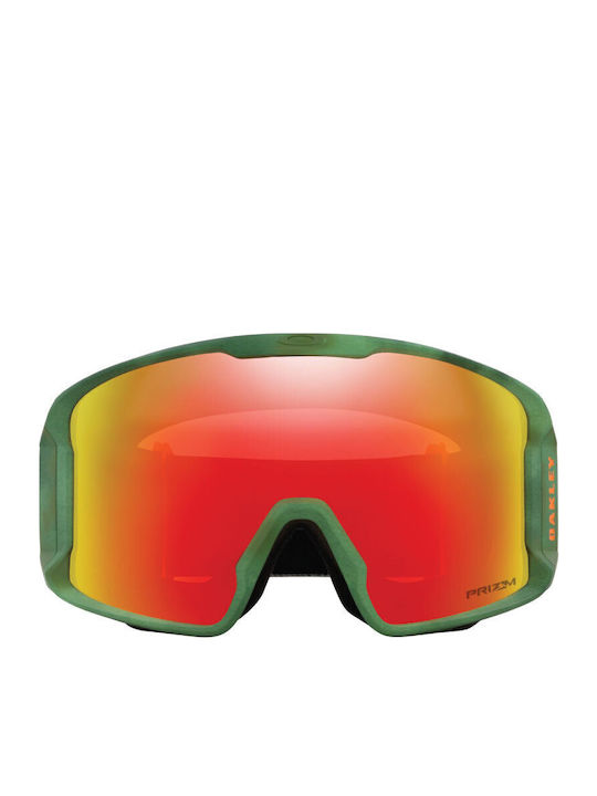 Oakley Line Miner Ски & Сноуборд Маска Детска Сив с Леща Огледален в Цвят Червен