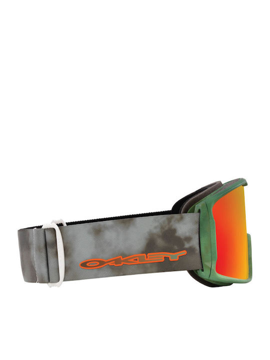 Oakley Line Miner Ски & Сноуборд Маска Детска Сив с Леща Огледален в Цвят Червен