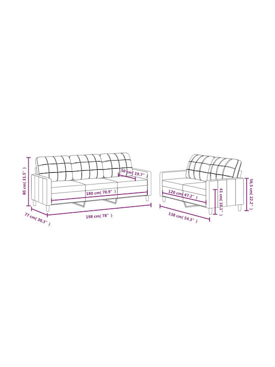 Living Room Furniture Set 3-Seater & 2-Seater Beige
