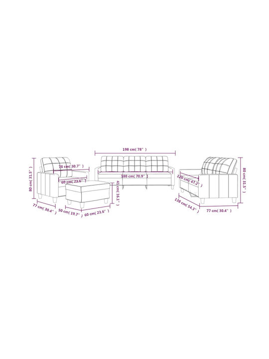 Σετ Σαλονιού 3-Seater & 2-Seater & Armchair & Stool