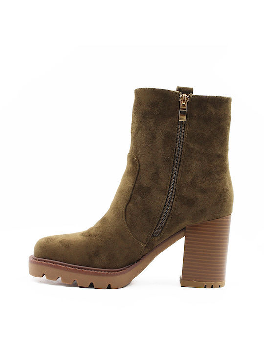 Alta Moda Wildleder Damen Knöchelstiefel Khaki