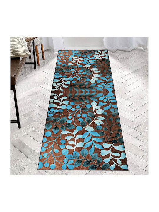 Ιόνιον Leaves Kitchen Mat Runner Blue Leaves 70x180cm