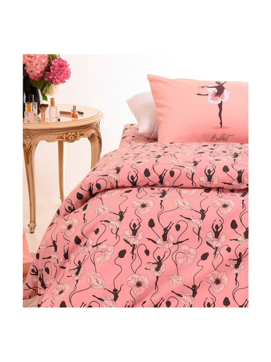 Melinen Sheet Set Single Cotton Pink 170x270cm 3pcs