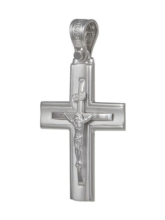 Men's White Gold Cross 14K with the Crucified