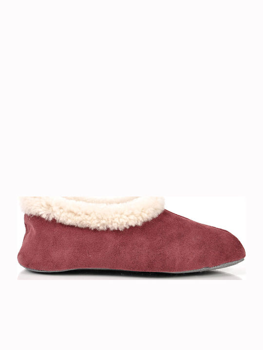 Winter Women's Slippers with Fur Burgundy