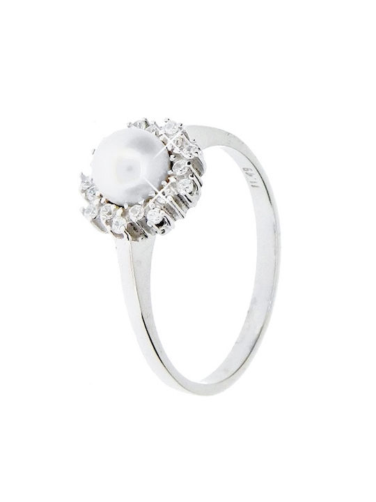 Xrisokosmima Women's Ring with Pearls from White Gold 14K