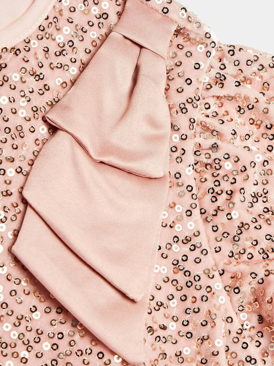 Kinderkleid Kurzärmelig mit Pailletten Rosa