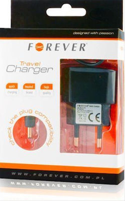 Forever Ladegerät mit integriertem Kabel Schwarzs (Travel)