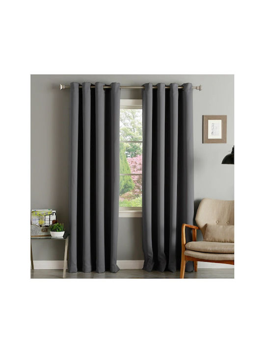 Viopros Vorhang Verdunkelung mit Grommet 5817 Dark grey 140x260cm