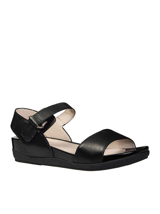 Eve 1 Leather Women's Flat Sandals Flatforms in Black Color