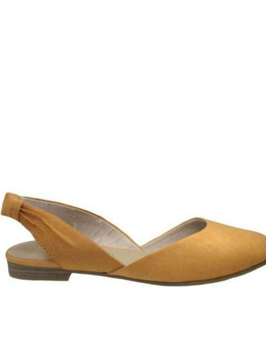 Marco Tozzi Leather Women's Flat Sandals Anatomic in Yellow Color