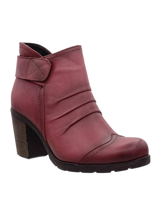60341 Leder Stiefeletten Damen Burgundisch