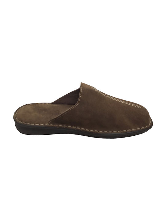 Adam's Shoes Men's Leather Slippers Brown