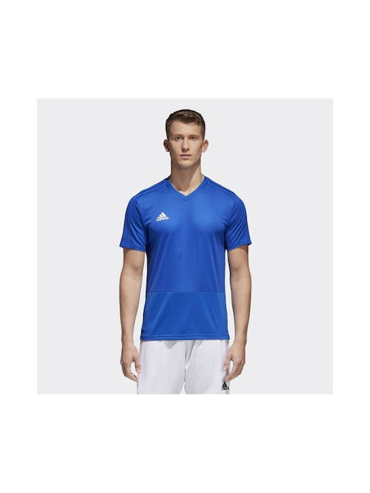 Adidas Condivo 18 Training Jersey Men's Athletic T-shirt Short Sleeve with V-Neck Blue