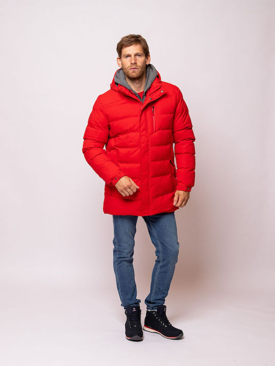 Heavy Tools Herren Winter Jacke Puffer Rot