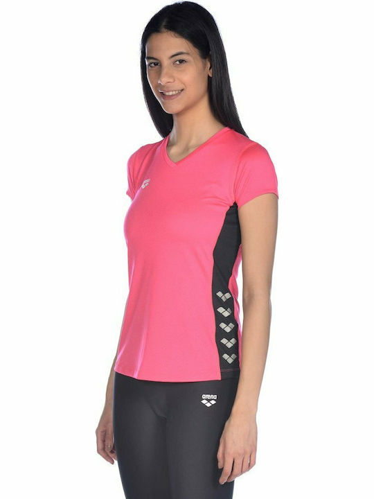 Mesh Solid Bluze Damă Vara Mâneci Scurte cu Decolteu în V Roz