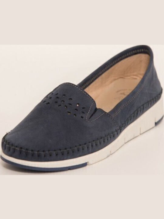 Anatomische Damen Slip-Ons Leder Marineblau