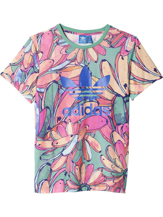 Adidas Boyfriend Trefoil Tee Women's T-shirt Floral Multicolour