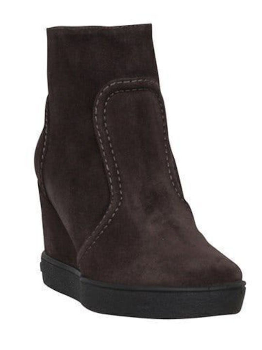 Women's Suede Platform Boots Brown